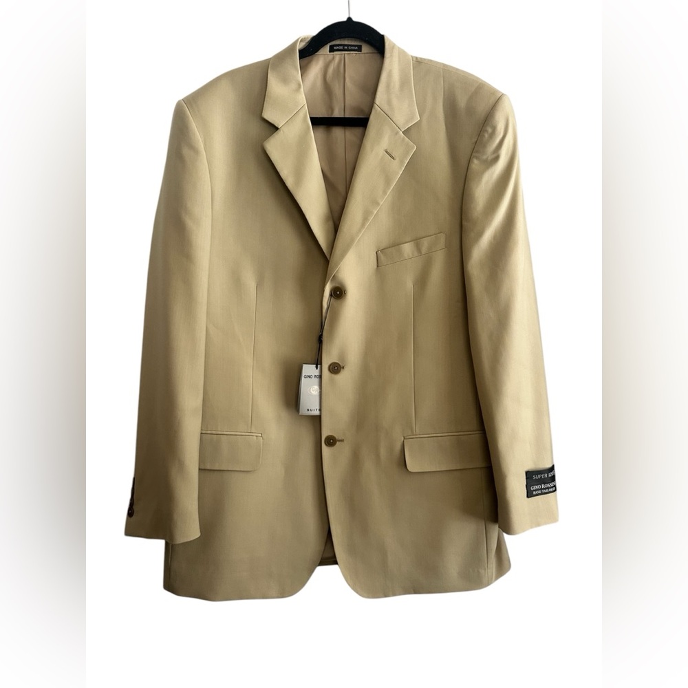 NWT Gino Rossini Men’s Beige 100% Wool Blazer Size 42L